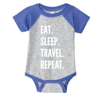 Eat Sleep Travel Repeat Favorite Hobby Gift Great Gift Infant Baby Jersey Bodysuit