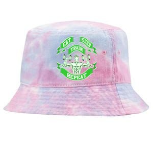 Eat Sleep Train Repeat Workout Gym Design Gift Idea Cool Gift Tie-Dyed Bucket Hat