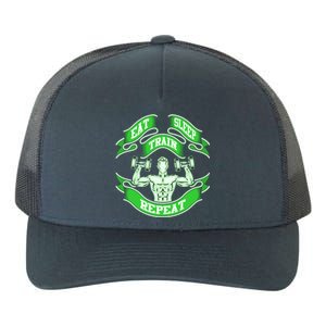 Eat Sleep Train Repeat Workout Gym Design Gift Idea Cool Gift Yupoong Adult 5-Panel Trucker Hat