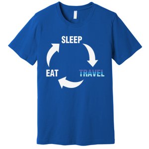 Eat Sleep Travel Repeat Funny Travelling Gift Premium T-Shirt