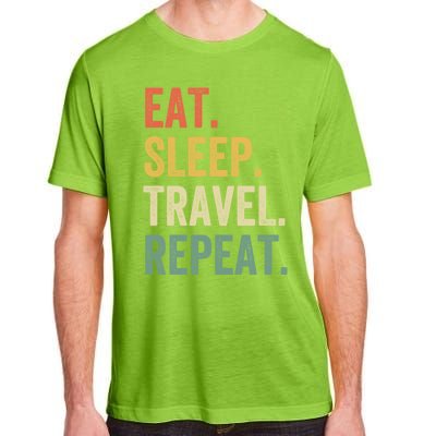 Eat Sleep Travel Repeat Funny Traveler Vintage Gift Adult ChromaSoft Performance T-Shirt