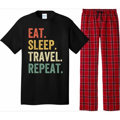 Eat Sleep Travel Repeat Funny Traveler Vintage Gift Pajama Set