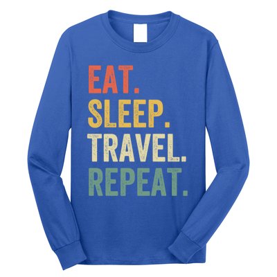 Eat Sleep Travel Repeat Funny Traveler Vintage Gift Long Sleeve Shirt