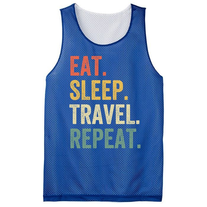 Eat Sleep Travel Repeat Funny Traveler Vintage Gift Mesh Reversible Basketball Jersey Tank