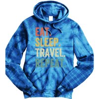 Eat Sleep Travel Repeat Funny Traveler Vintage Gift Tie Dye Hoodie