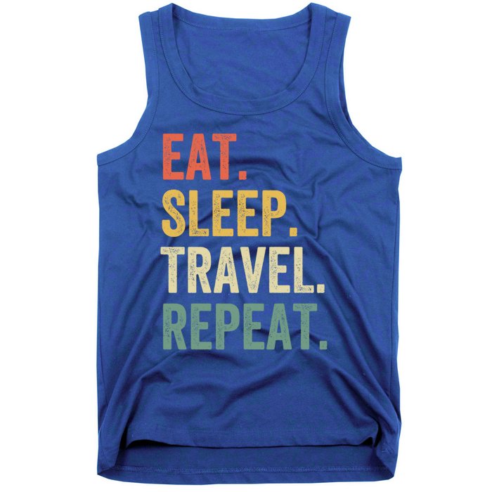 Eat Sleep Travel Repeat Funny Traveler Vintage Gift Tank Top