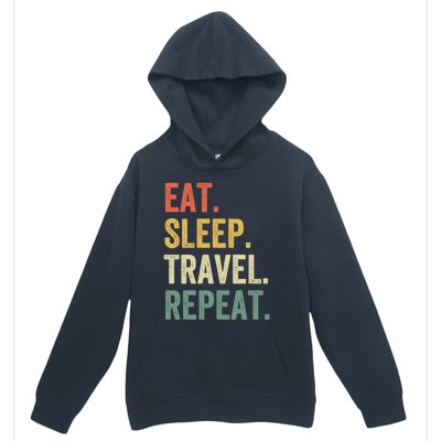 Eat Sleep Travel Repeat Funny Traveler Vintage Gift Urban Pullover Hoodie