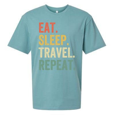 Eat Sleep Travel Repeat Funny Traveler Vintage Gift Sueded Cloud Jersey T-Shirt