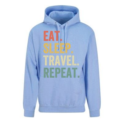 Eat Sleep Travel Repeat Funny Traveler Vintage Gift Unisex Surf Hoodie