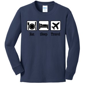 Eat Sleep Travel Gift Kids Long Sleeve Shirt