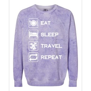 Eat Sleep Travel Repeat Gift Colorblast Crewneck Sweatshirt