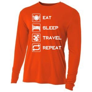 Eat Sleep Travel Repeat Gift Cooling Performance Long Sleeve Crew