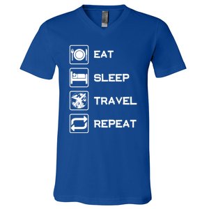 Eat Sleep Travel Repeat Gift V-Neck T-Shirt