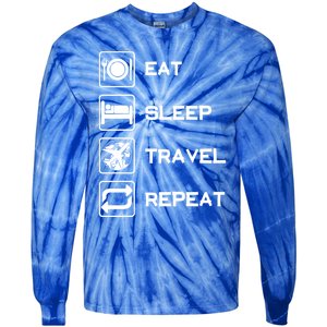 Eat Sleep Travel Repeat Gift Tie-Dye Long Sleeve Shirt