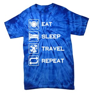 Eat Sleep Travel Repeat Gift Tie-Dye T-Shirt