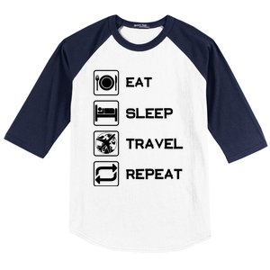 Eat Sleep Travel Repeat Gift Baseball Sleeve Shirt