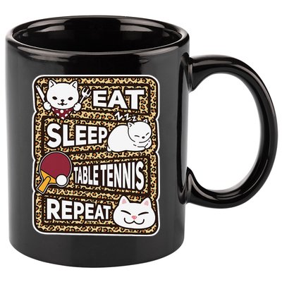 Eat Sleep Table Tennis Repeat Ping Pong Lover Outfit 11oz C Handle Ceramic Mug