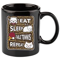 Eat Sleep Table Tennis Repeat Ping Pong Lover Outfit 11oz C Handle Ceramic Mug