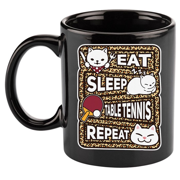 Eat Sleep Table Tennis Repeat Ping Pong Lover Outfit 11oz C Handle Ceramic Mug