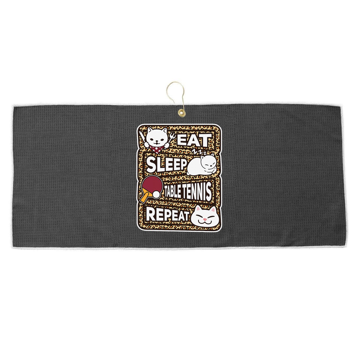Eat Sleep Table Tennis Repeat Ping Pong Lover Outfit Large Microfiber Waffle Golf Towel