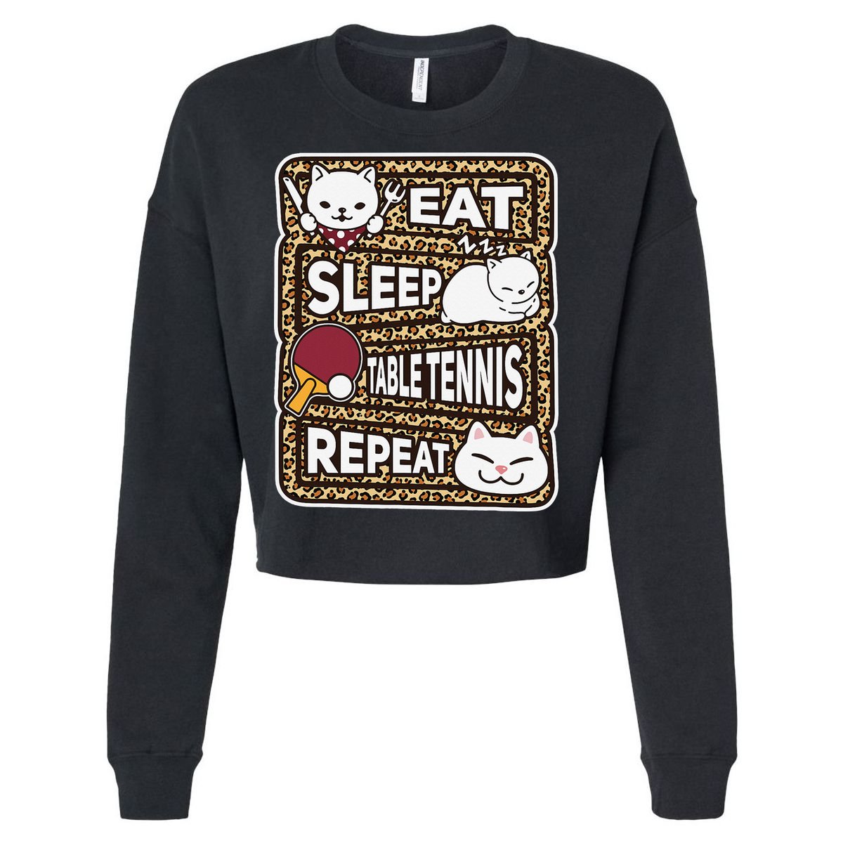 Eat Sleep Table Tennis Repeat Ping Pong Lover Outfit Cropped Pullover Crew