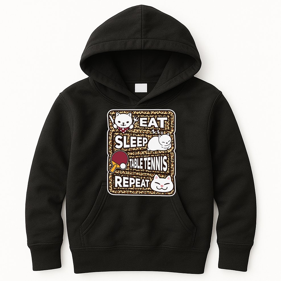Eat Sleep Table Tennis Repeat Ping Pong Lover Outfit Kids Hoodie