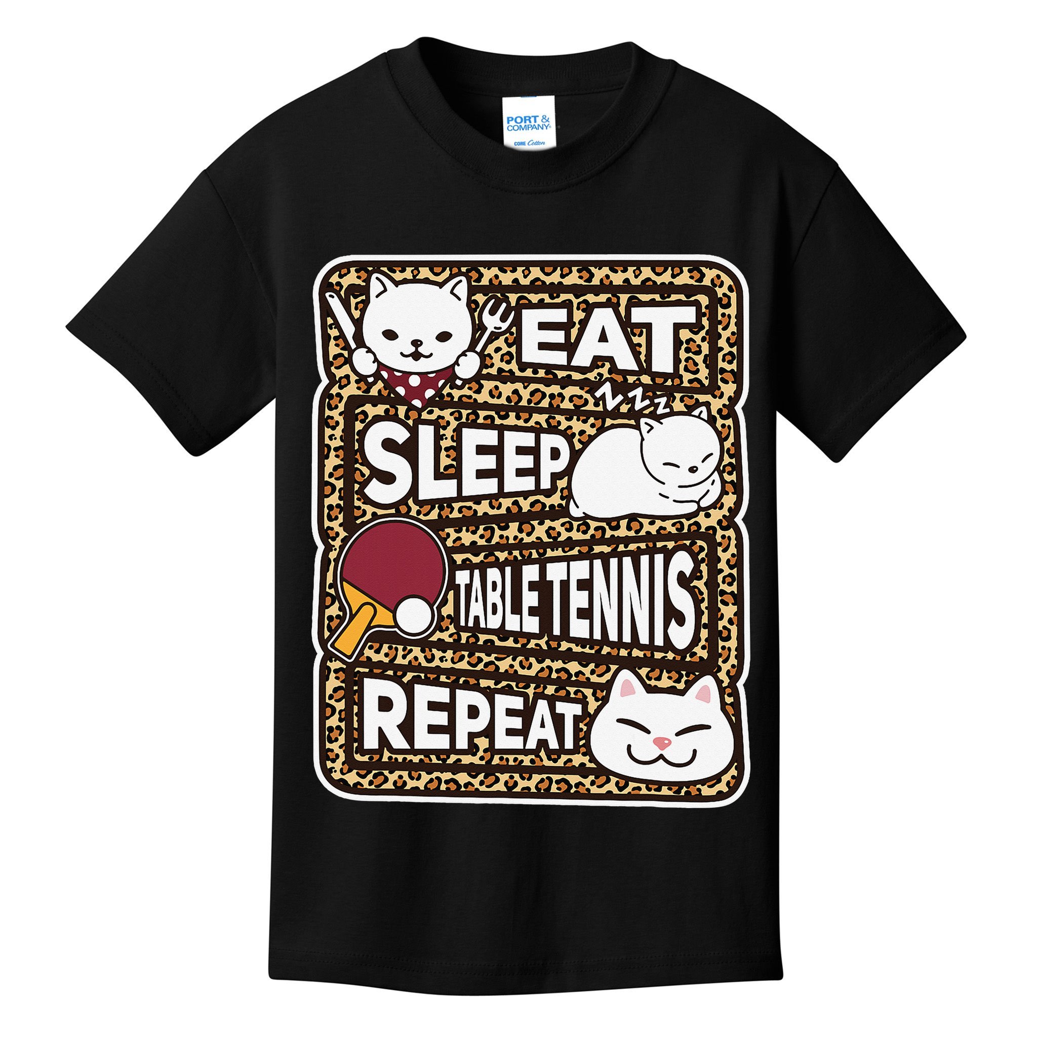 Eat Sleep Table Tennis Repeat Ping Pong Lover Outfit Kids T-Shirt