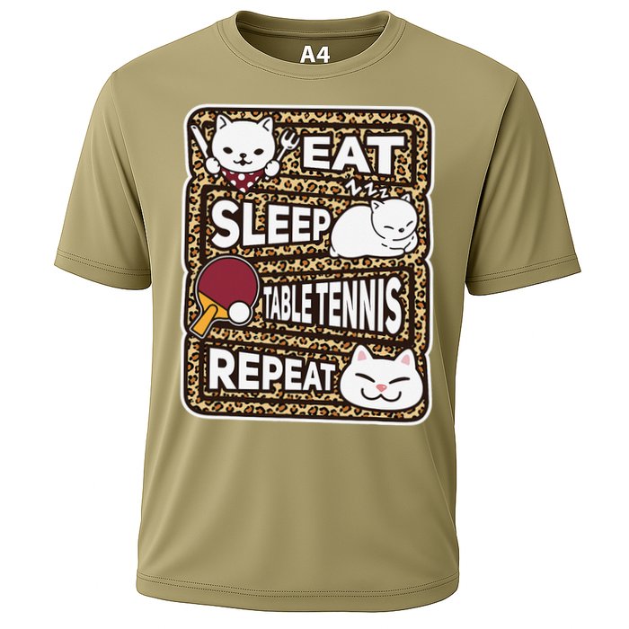 Eat Sleep Table Tennis Repeat Ping Pong Lover Outfit Cooling Performance Crew T-Shirt