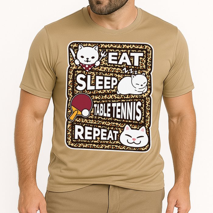 Eat Sleep Table Tennis Repeat Ping Pong Lover Outfit Cooling Performance Crew T-Shirt