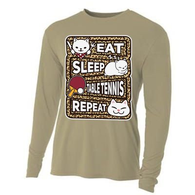 Eat Sleep Table Tennis Repeat Ping Pong Lover Outfit Cooling Performance Long Sleeve Crew