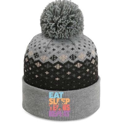 Eat Sleep Tennis Repeat Great Gift Tennis Gift The Baniff Cuffed Pom Beanie