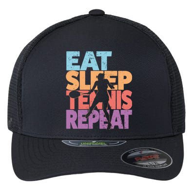 Eat Sleep Tennis Repeat Great Gift Tennis Gift Flexfit Unipanel Trucker Cap