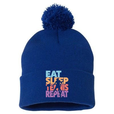 Eat Sleep Tennis Repeat Great Gift Tennis Gift Pom Pom 12in Knit Beanie