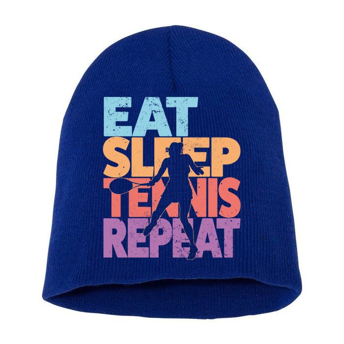 Eat Sleep Tennis Repeat Great Gift Tennis Gift Short Acrylic Beanie