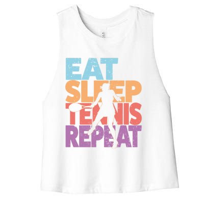 Eat Sleep Tennis Repeat Great Gift Tennis Gift Women's Racerback Cropped Tank