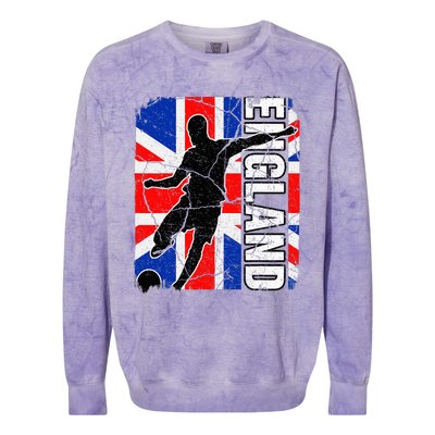 England Soccer Team British Flag Jersey Football Fans Colorblast Crewneck Sweatshirt