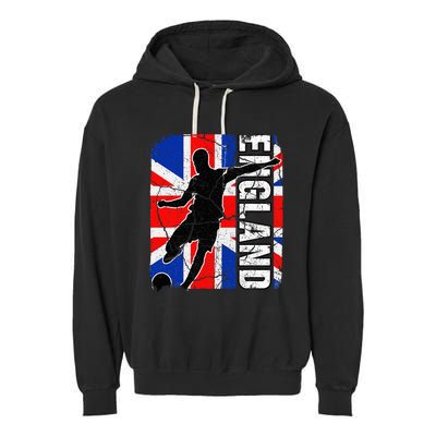 England Soccer Team British Flag Jersey Football Fans Garment-Dyed Fleece Hoodie