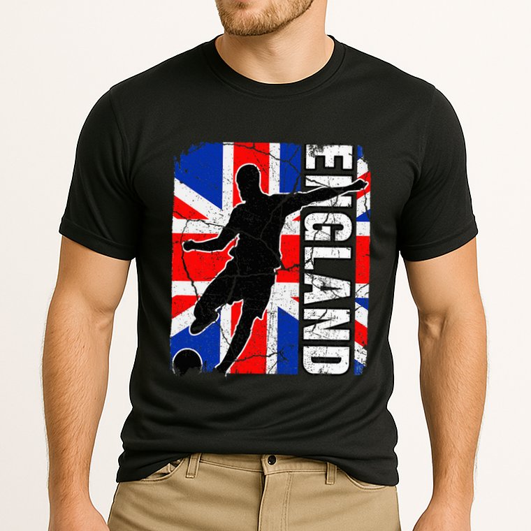England Soccer Team British Flag Jersey Football Fans Cooling Performance Crew T-Shirt