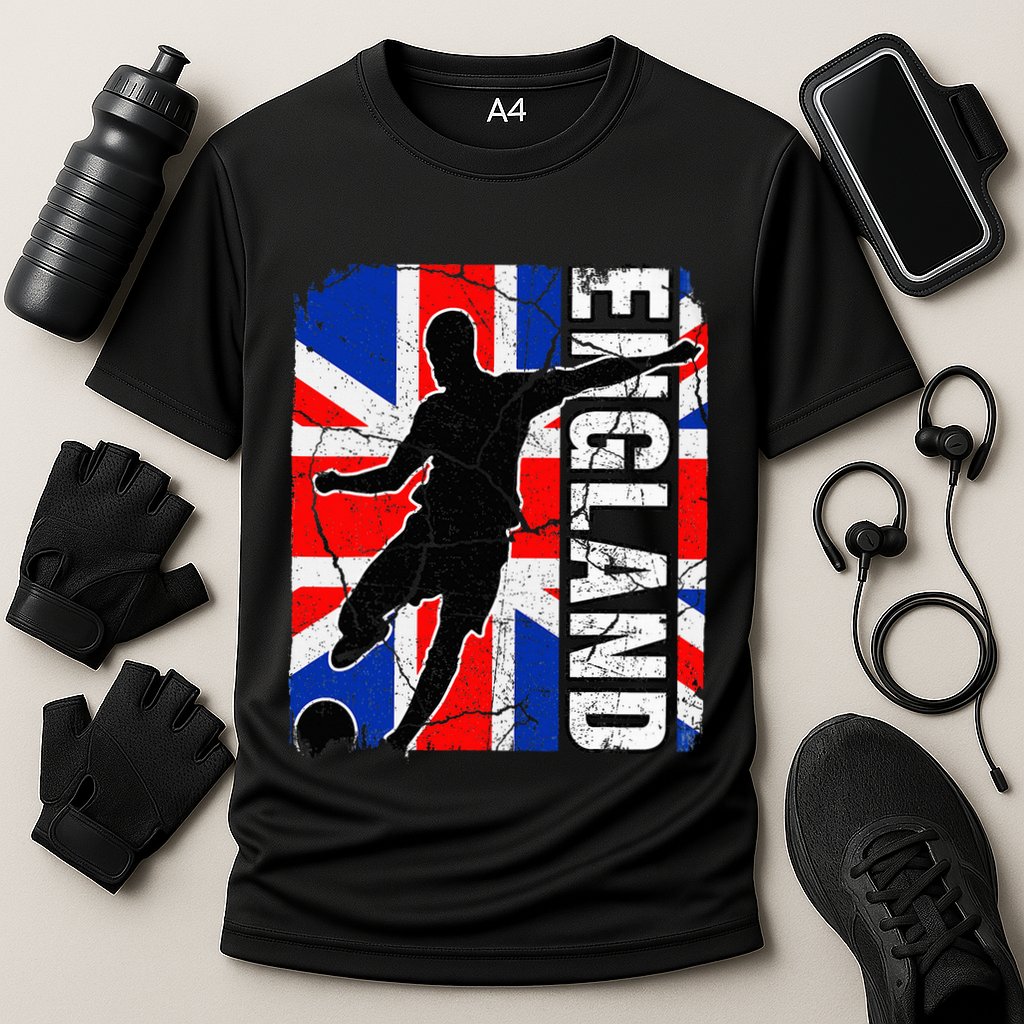 England Soccer Team British Flag Jersey Football Fans Cooling Performance Crew T-Shirt