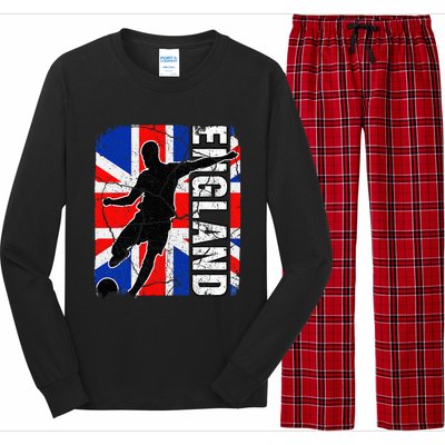 England Soccer Team British Flag Jersey Football Fans Long Sleeve Pajama Set