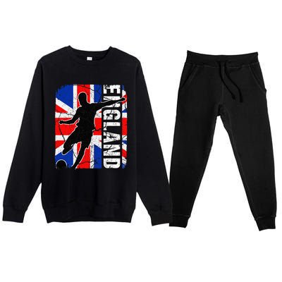 England Soccer Team British Flag Jersey Football Fans Premium Crewneck Sweatsuit Set