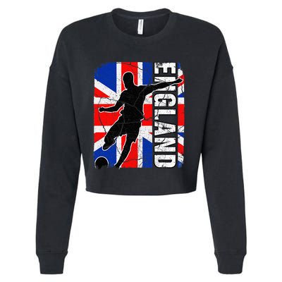 England Soccer Team British Flag Jersey Football Fans Cropped Pullover Crew