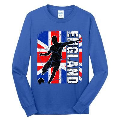 England Soccer Team British Flag Jersey Football Fans Tall Long Sleeve T-Shirt