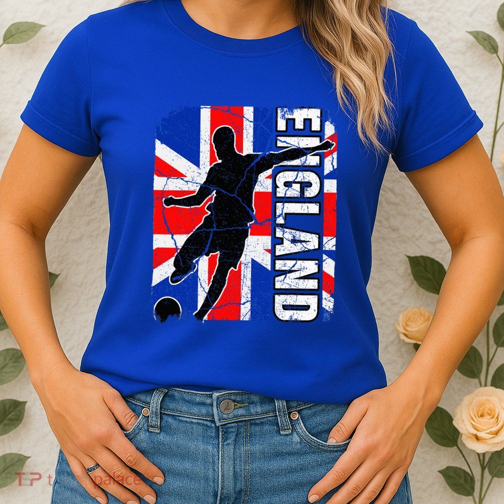 England Soccer Team British Flag Jersey Football Fans Womens T-Shirt