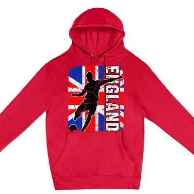 England Soccer Team British Flag Jersey Football Fans Premium Pullover Hoodie