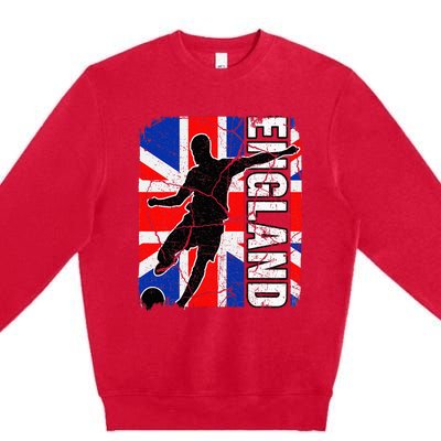 England Soccer Team British Flag Jersey Football Fans Premium Crewneck Sweatshirt