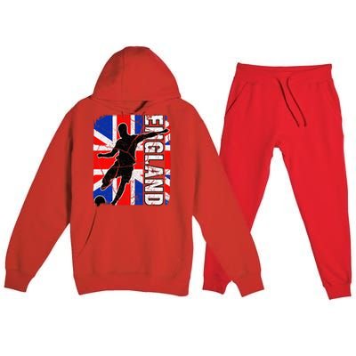 England Soccer Team British Flag Jersey Football Fans Premium Hooded Sweatsuit Set