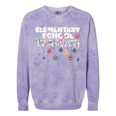 Eletary School Teacher Christmas Vibes Gift Colorblast Crewneck Sweatshirt