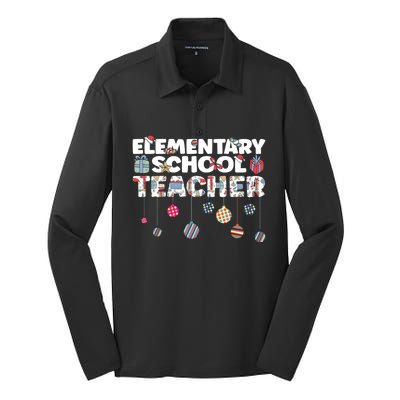 Eletary School Teacher Christmas Vibes Gift Silk Touch Performance Long Sleeve Polo