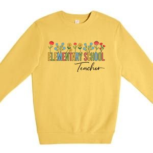 Eletary School Teacher Wildflowers Back To School Gift Premium Crewneck Sweatshirt